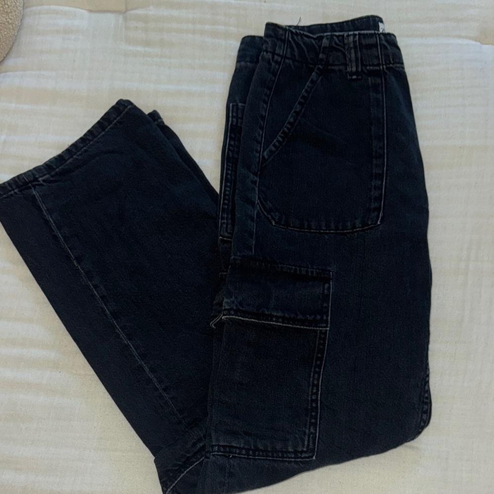 Zara Dark Wash Denim Cargo Pants